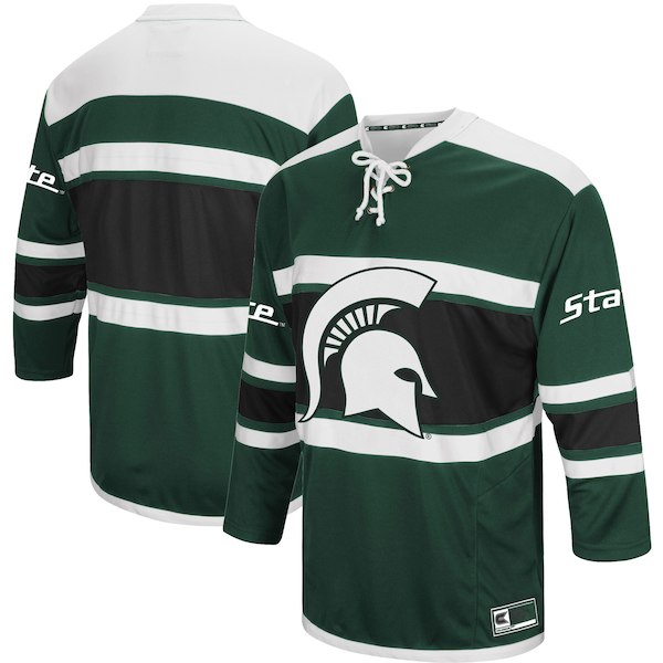 Custom NCAA Michigan State Spartans Colosseum Hockey Sweater Green Men Jerseys